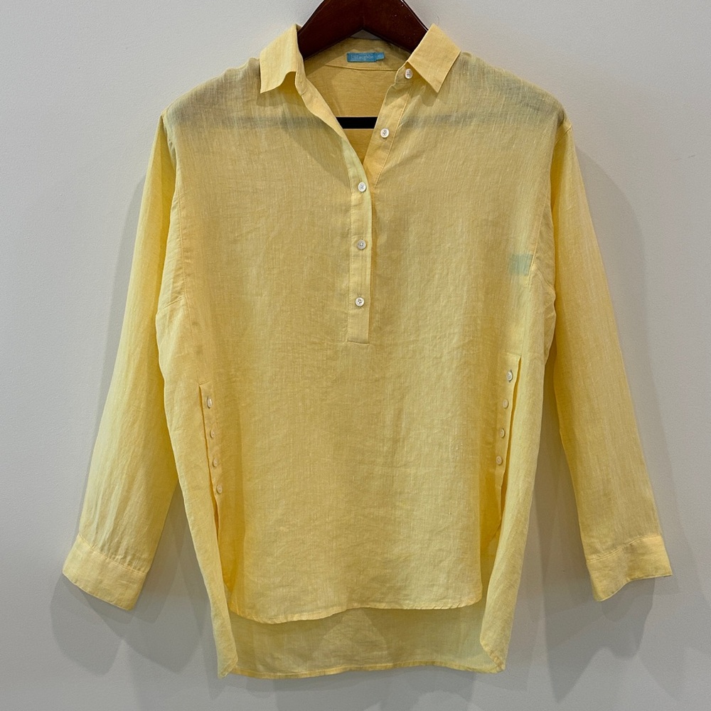 J. McLaughlin Yellow Linen Blouse